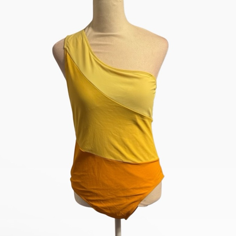One shoulder cut out one piece swim suit size large